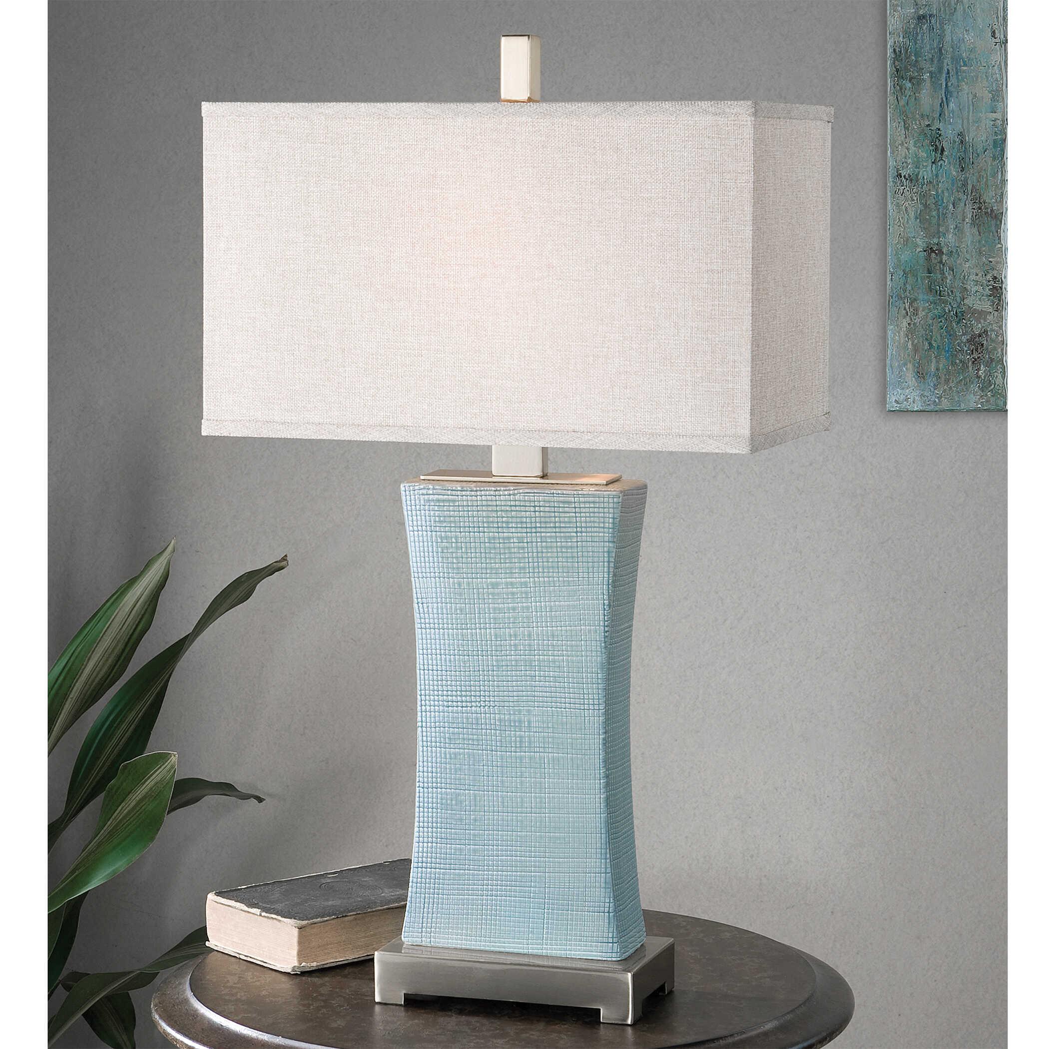 Cantarana Blue Gray Table Lamp, by Uttermost, 17" width x 29" height x 9" depth View 2