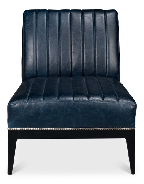 Agave Slipper Chair Distilled Lthr  Blue