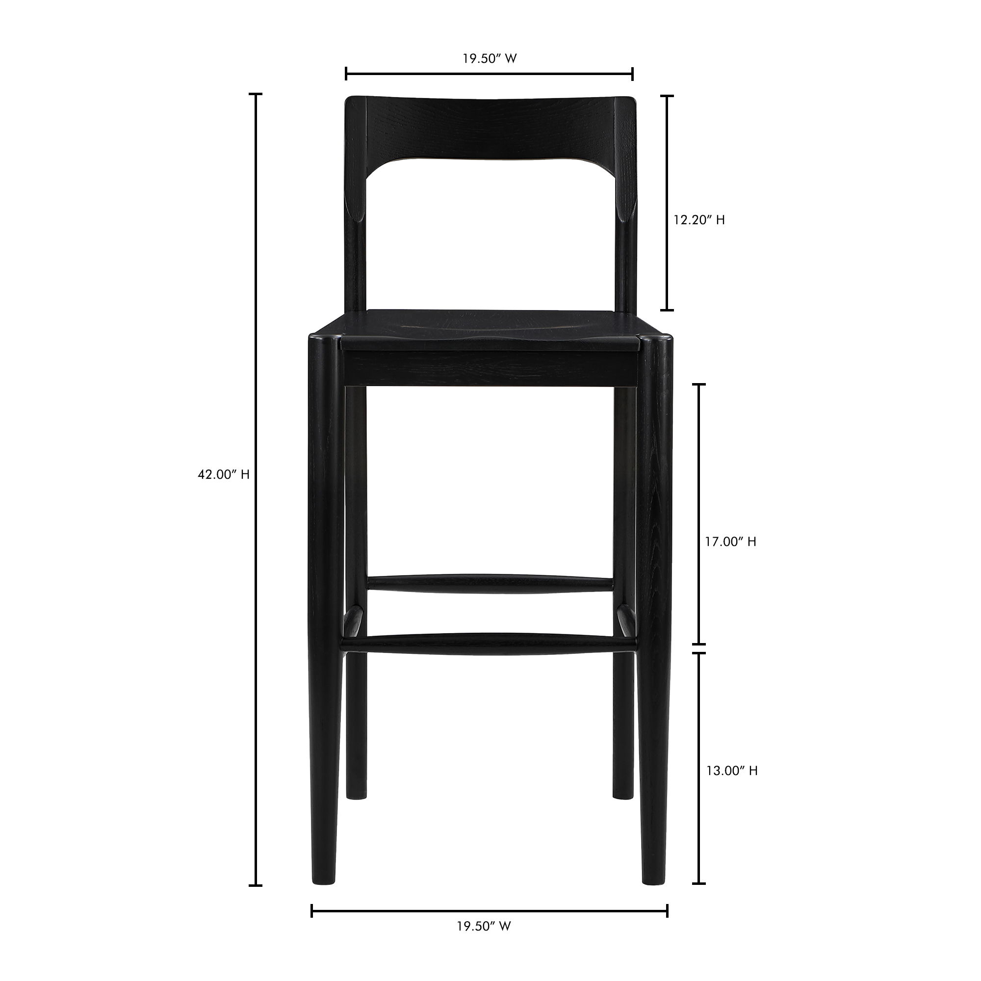 Owing Barstool Black, Counter & Bar Stool by Moe's Home, 19.5" width x 42" height x 20" depth View 7