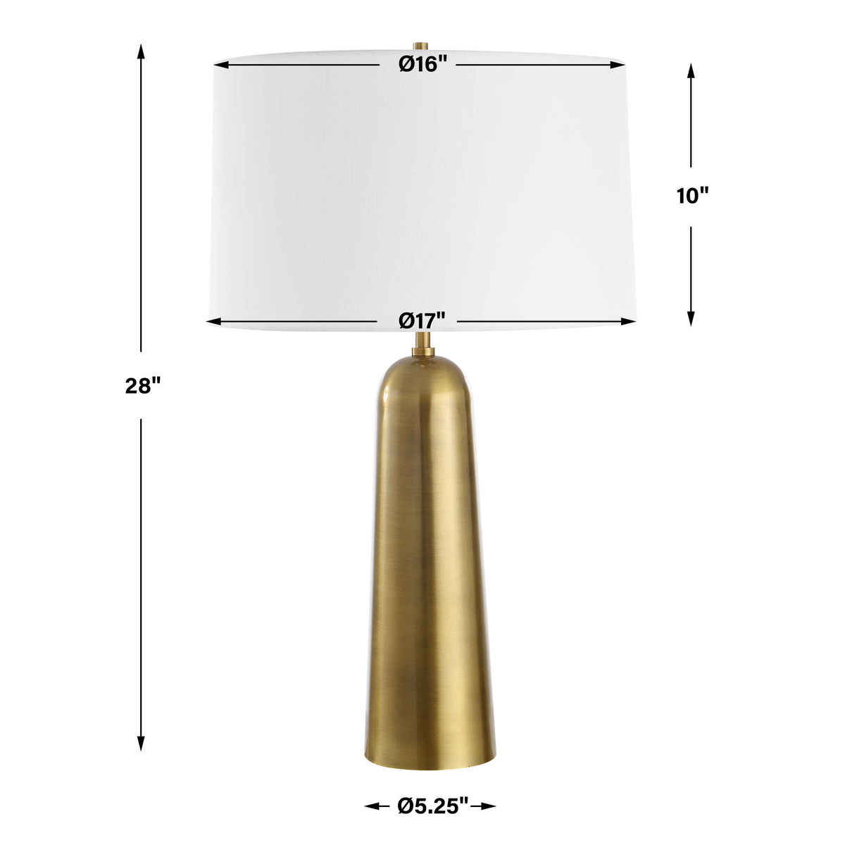 Flinchem Brass Table Lamp, by Uttermost, 17" width x 28" height x 17" depth View 3