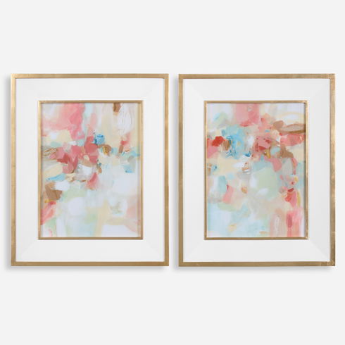 A Touch Of Blush And Rosewood Fences Art, S/2
