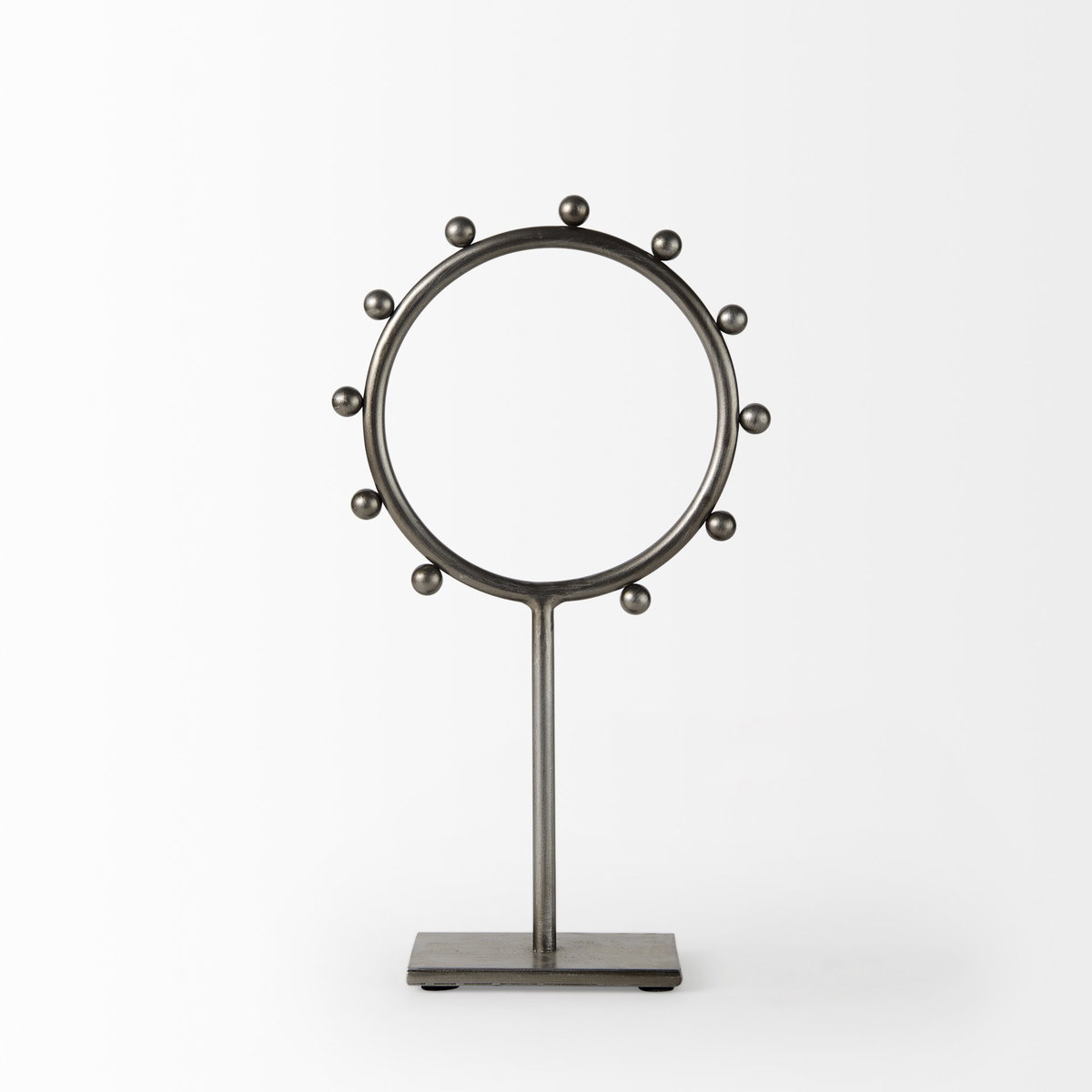 Elio  Small Studded hoop object, Decorative Object by Mercana, 7.48" length x 2.95" width x 13.19" height View 2