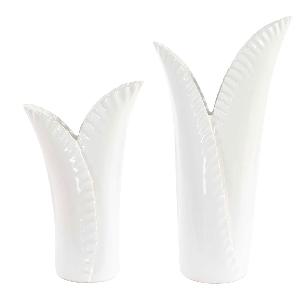 Leafscape White Vases Set/2, by Uttermost, 7.75" width x 15" height x 5.94" depth View 4