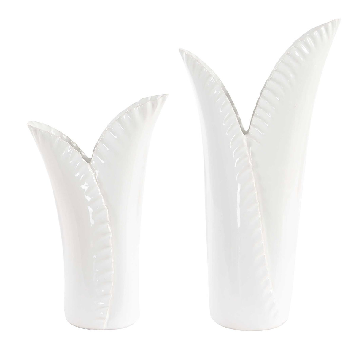Leafscape White Vases Set/2, by Uttermost, 7.75" width x 15" height x 5.94" depth View 4