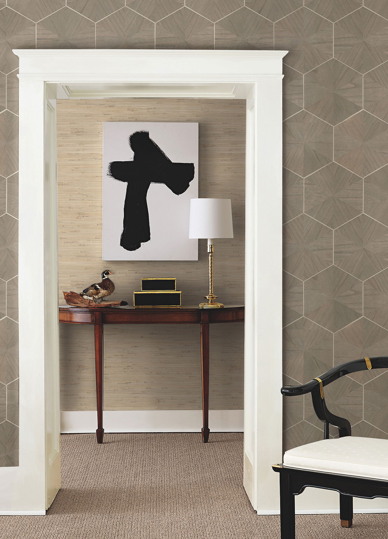 Hexagram Wood Veneer Caper Wallpaper large image 