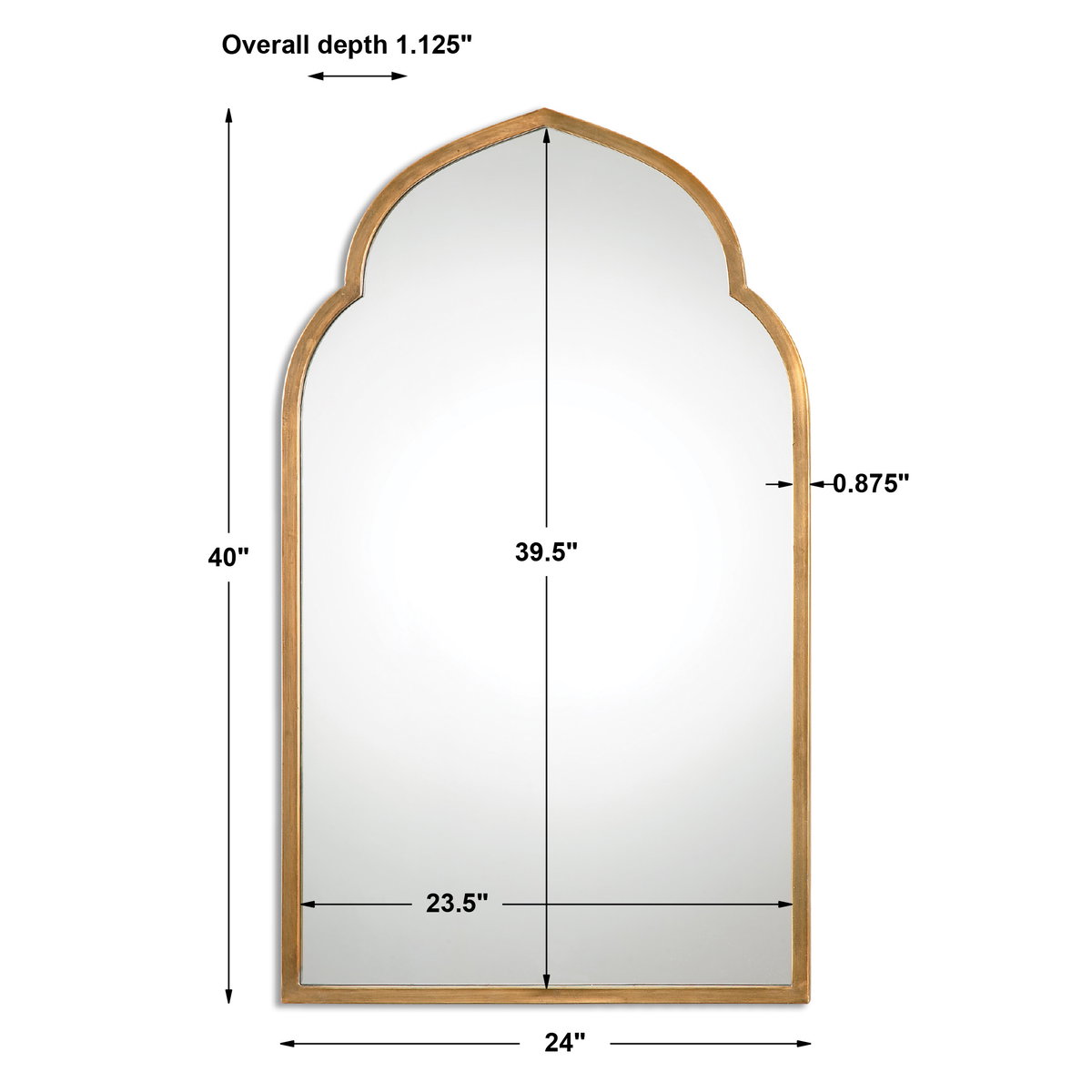 Kenitra Gold Arch Mirror, by Uttermost, 2' width x 3'4" height x 1.12" depth View 3