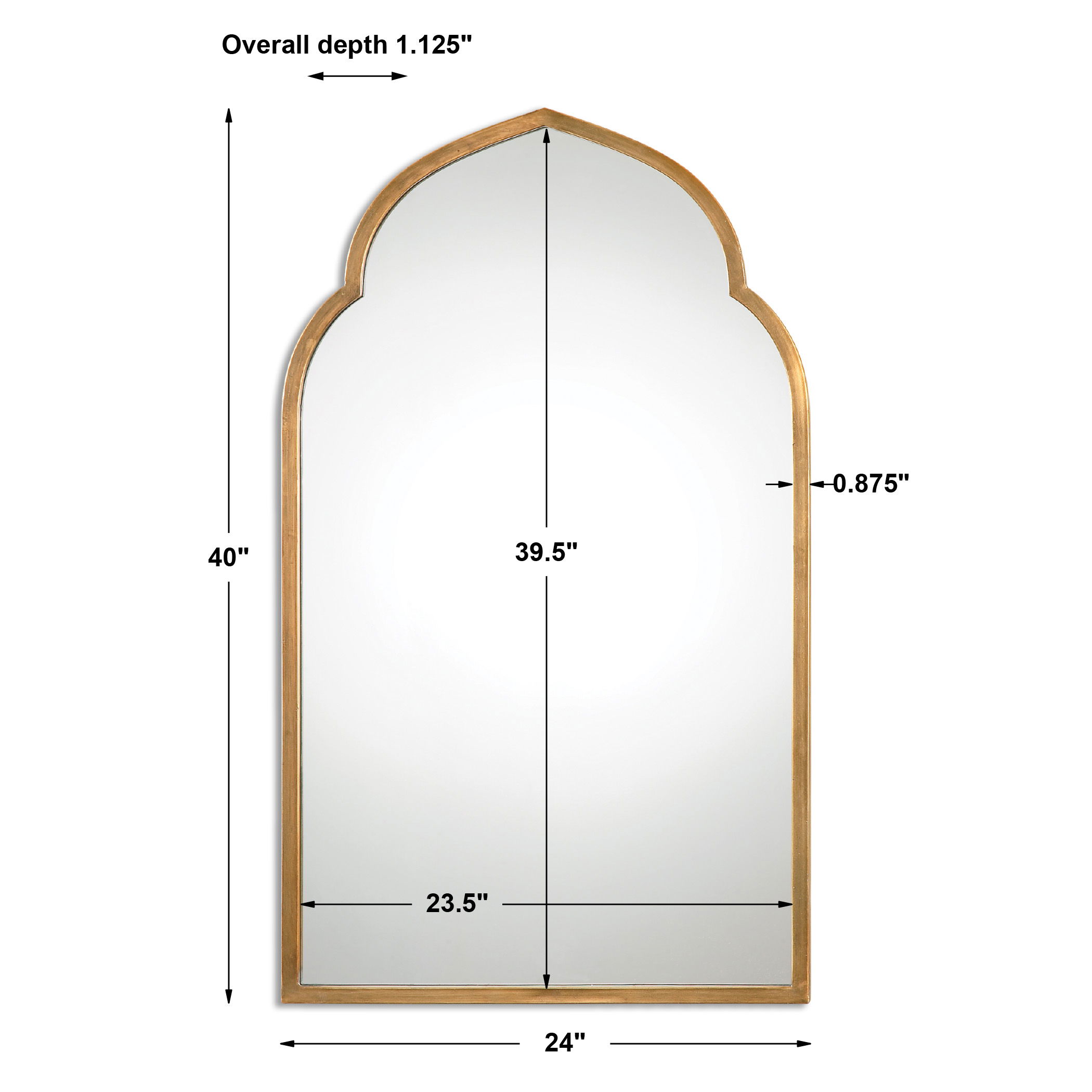 Kenitra Gold Arch Mirror, by Uttermost, 24" width x 40" height x 1.12" depth View 3