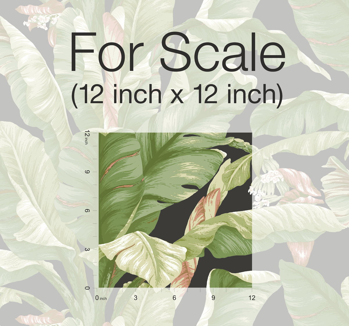 Banana Leaf Black & Green Peel & Stick Wallpaper, by York Wall, 20' length x 2'3" width x 0.02" depth View 5