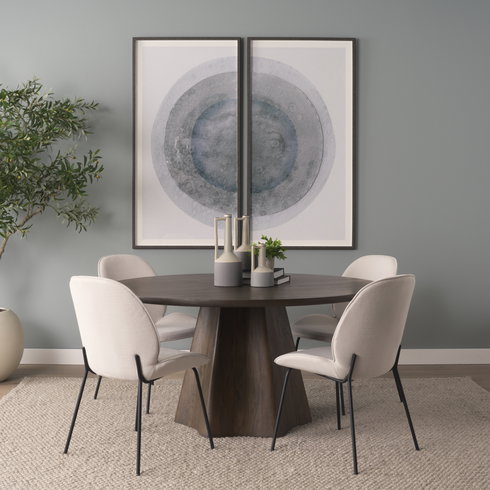Inala Curved Back Dining Side Chair | White Fabric with Black Metal