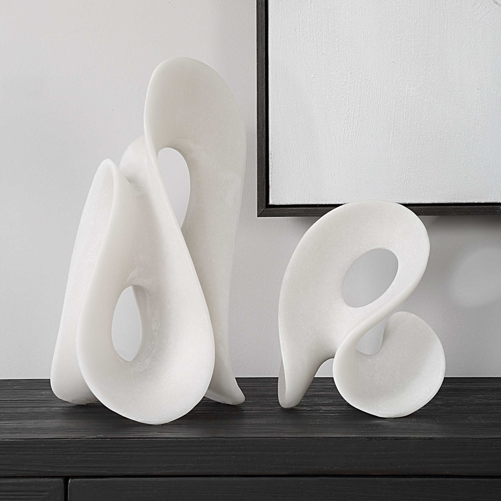 Silent Wave White Sculptures Set/2, Decorative by Uttermost, 8.75" width x 15" height x 7.5" depth View 3