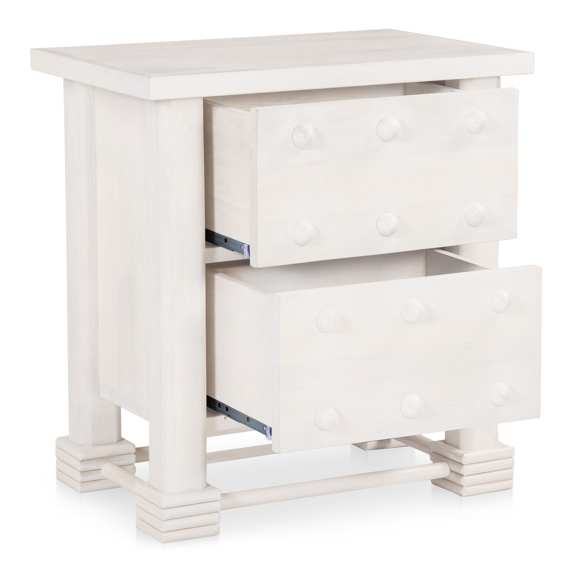 Clement Nightstand Whitewashed, by Moe's Home, 28" width x 30" height x 19" depth View 2