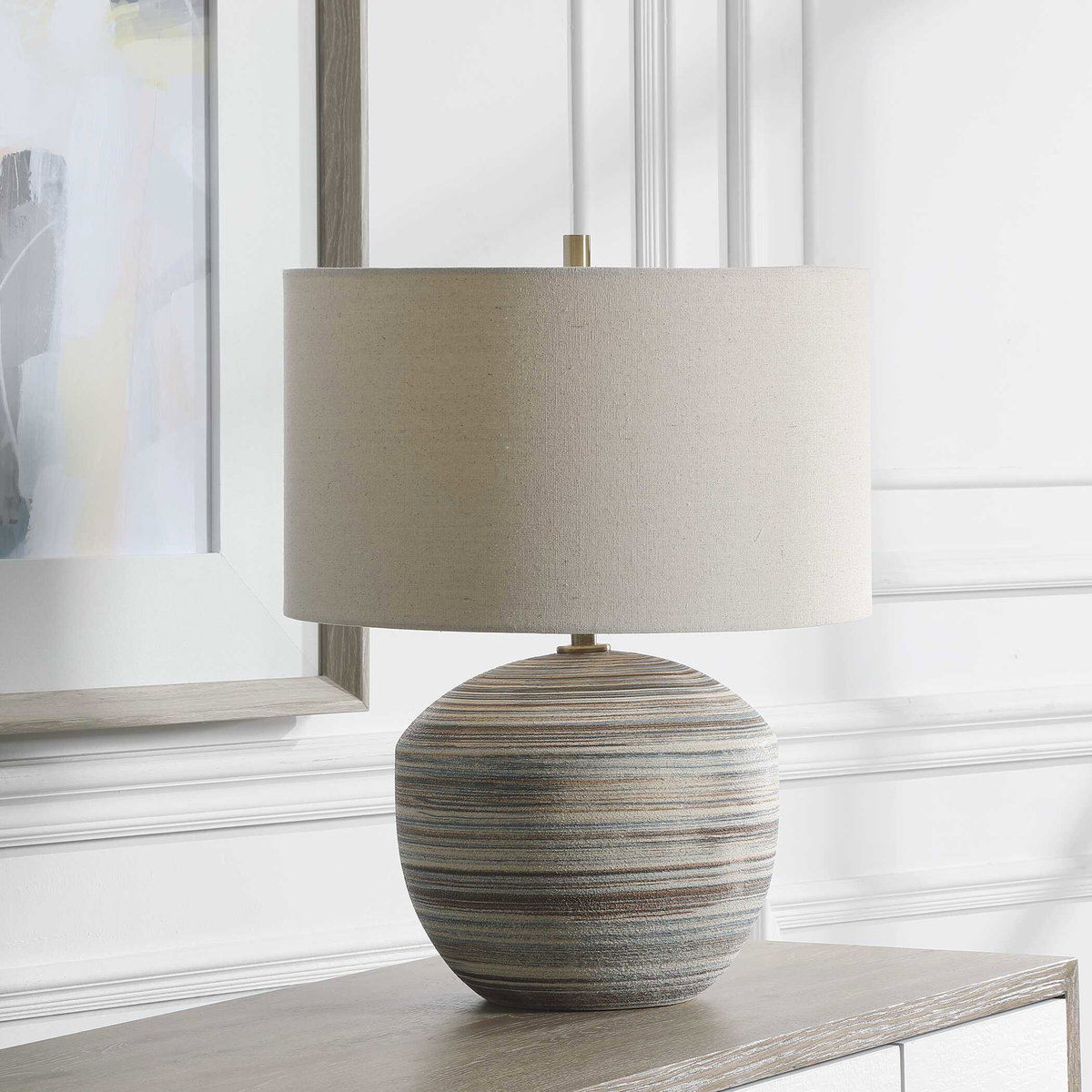 Prospect Striped Accent Lamp, by Uttermost, 1'5" width x 1'10" height x 1'5" depth View 9