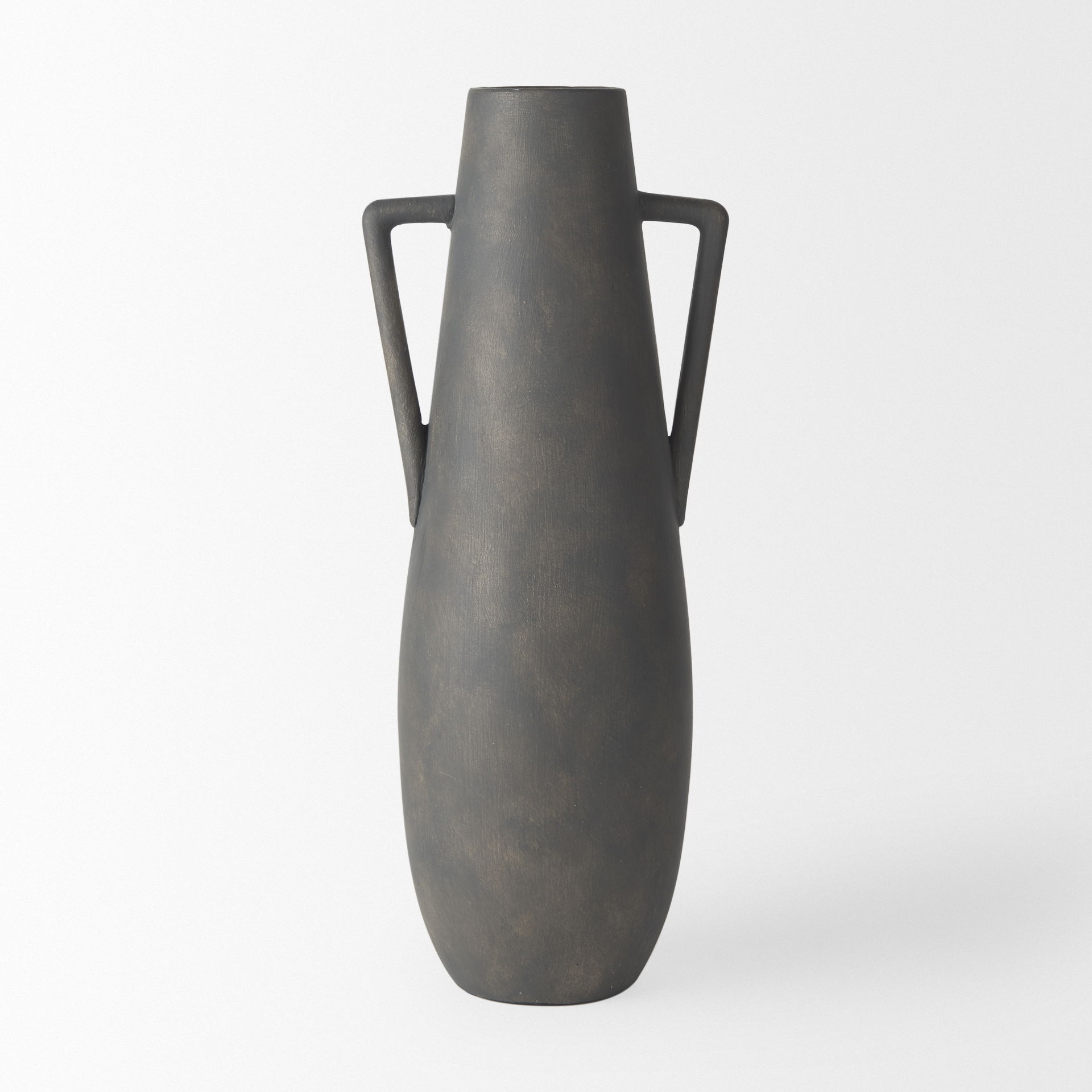 Kilian Tall Matte Brown-Gray Double Ear Vase, by Mercana, 5.91" length x 5.71" width x 16.93" height View 3