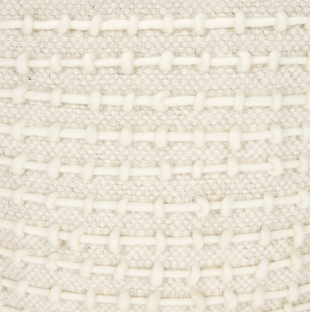 Sakaye Beige with Cream Stitched Patterned Pouf, Ottoman by Mercana, 16" length x 16" width x 16" height View 9