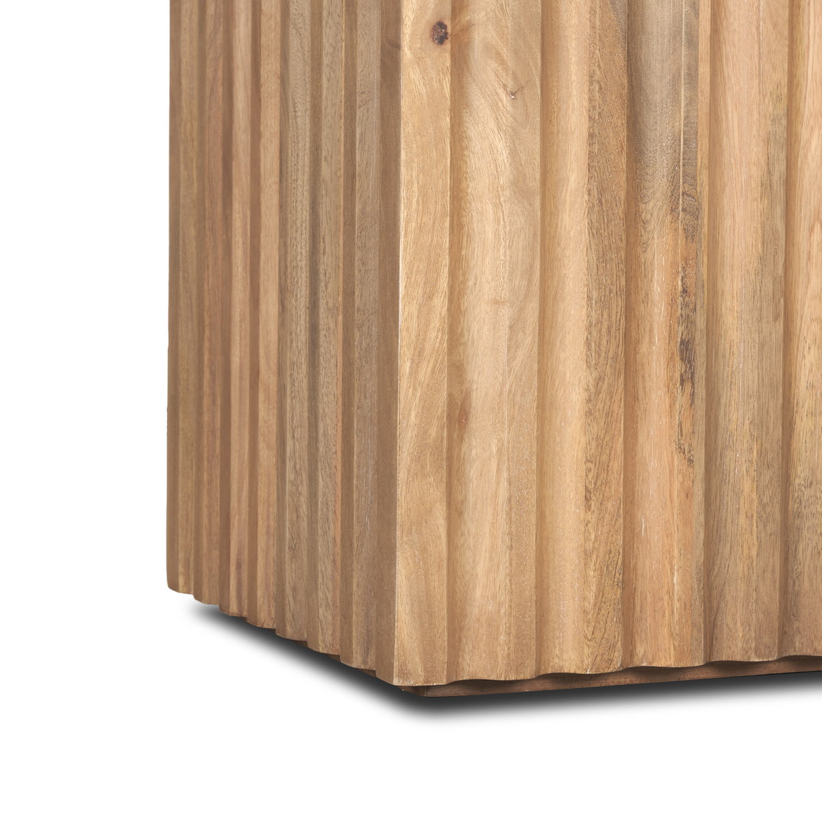 June Light Brown Wood with Fluting Square Side Table, Side & End Table by Mercana, 24" length x 24" width x 22" height View 10