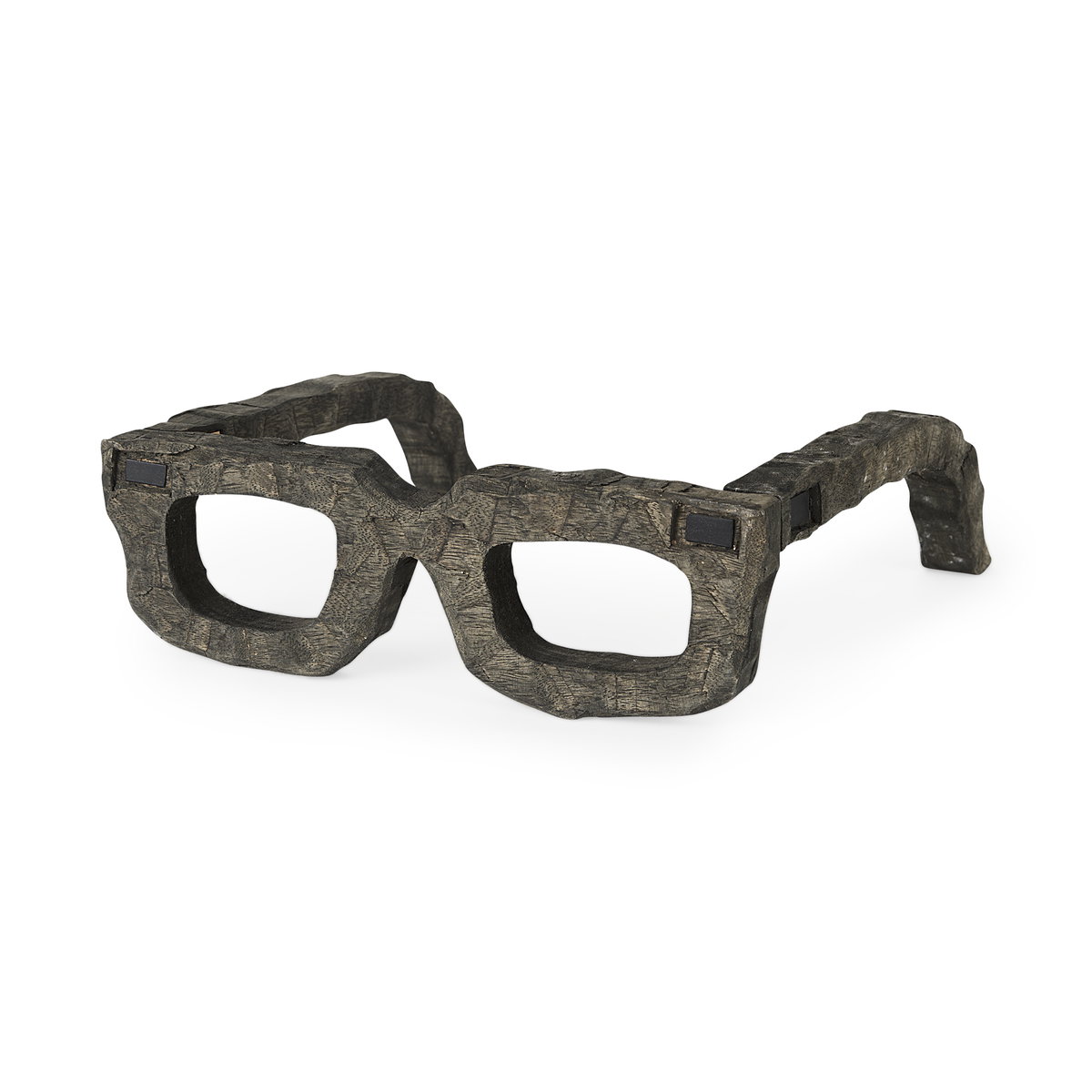 Elliot 13L x 14W Brown Wooden Eyeglasses, Decorative Object by Mercana, 13.39" length x 13.78" width x 4.75" height View 1