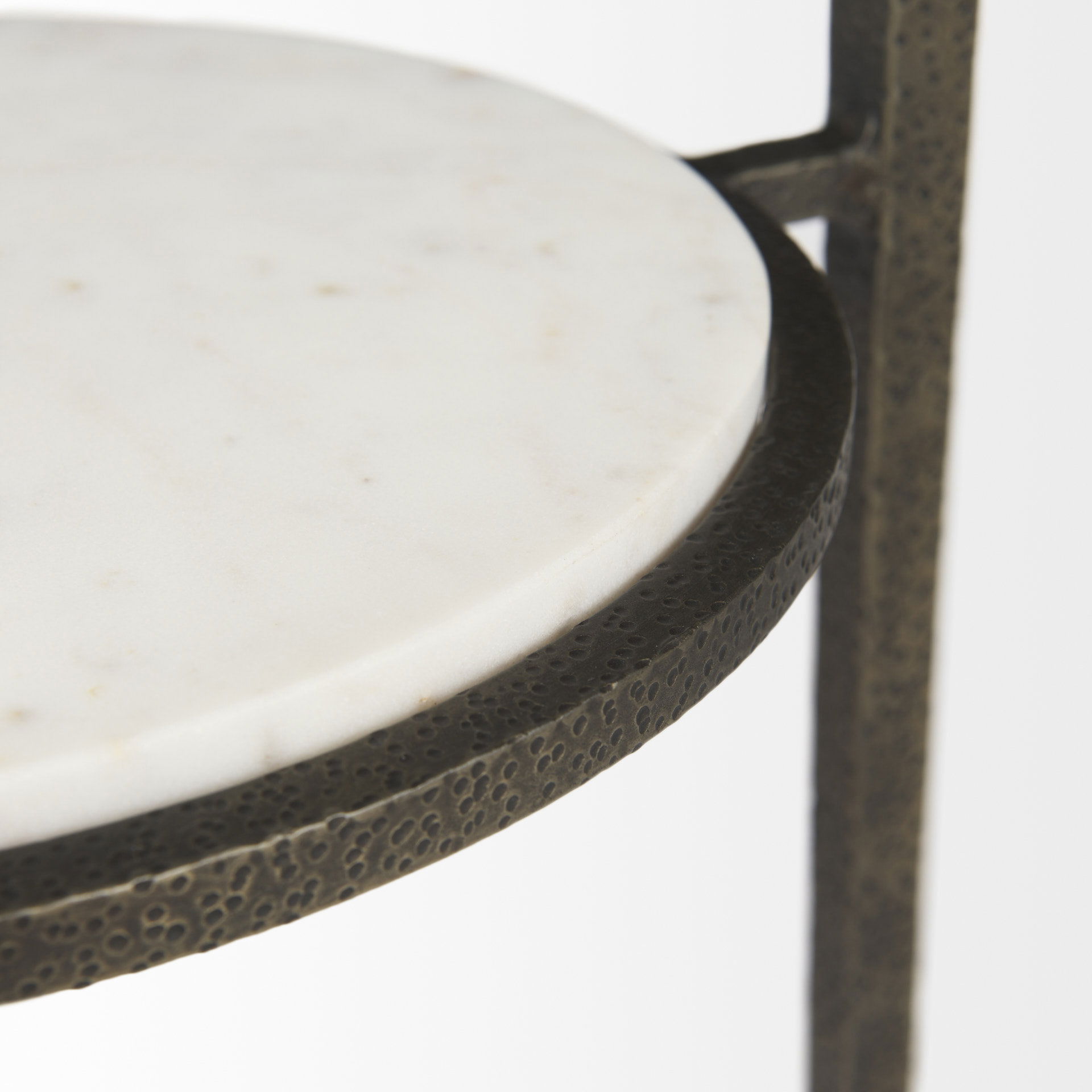 Felicity 15.8L X 15.8W X 22.5H Glass Top with White Marble Shelf and Antique Gold Base End/Side Table large image 