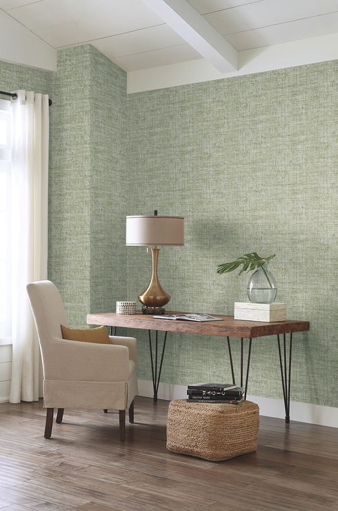 Papyrus Weave Green Peel & Stick Wallpaper