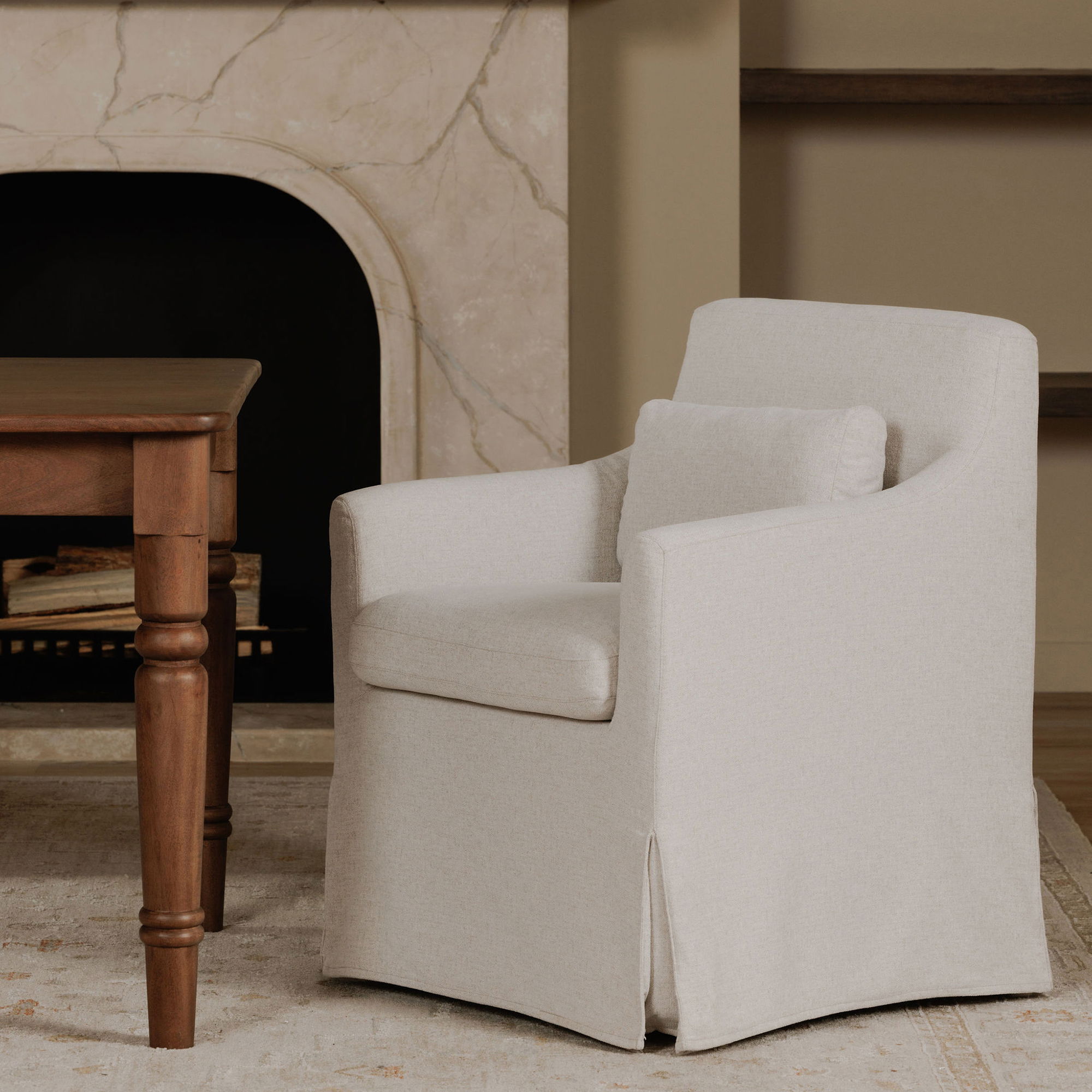 Lydia Slipcover Dining Chair Beige large image 