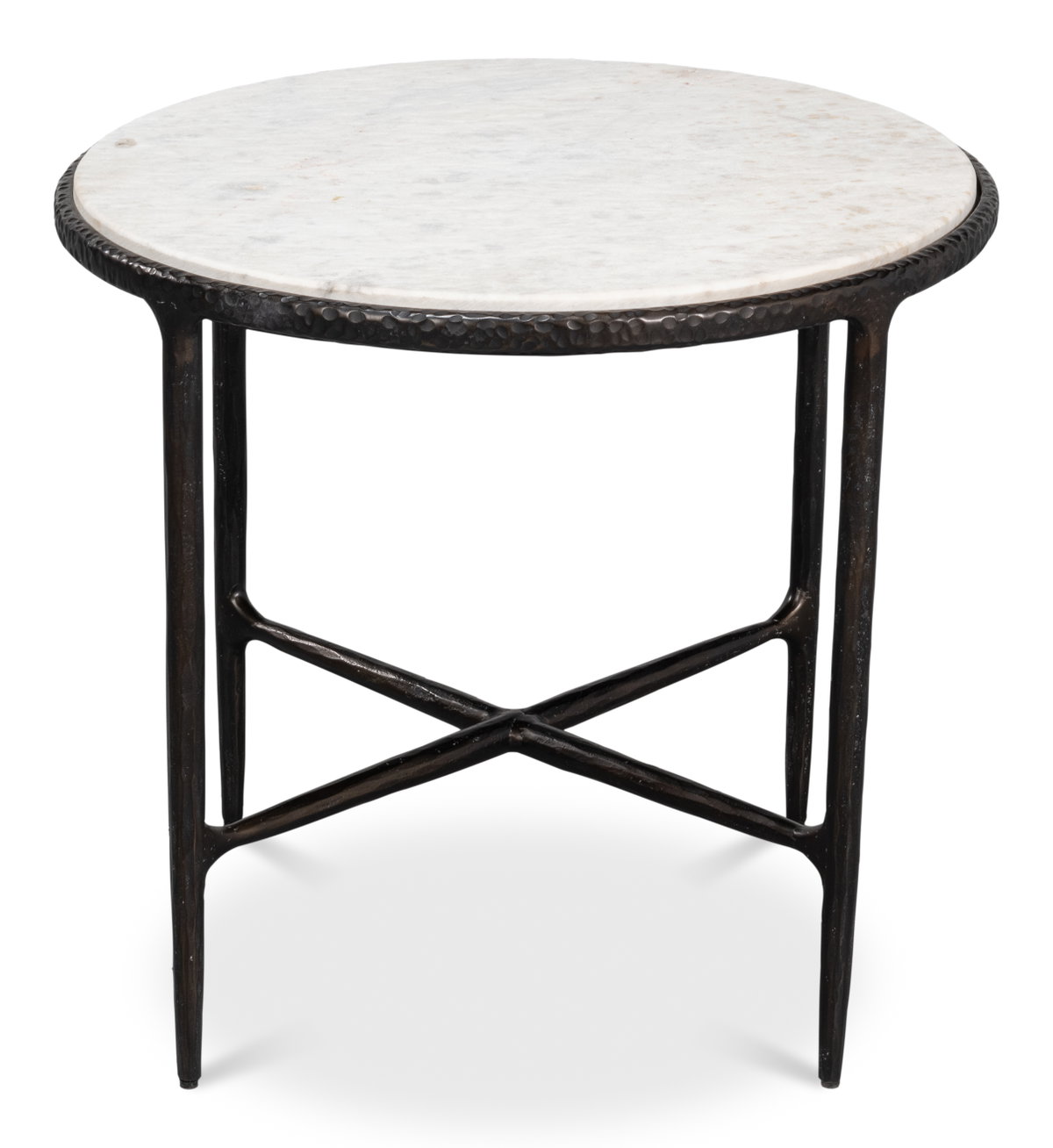 Dakor Round Side Table, by Sarreid, 2' length x 2' width x 1'10" height View 2