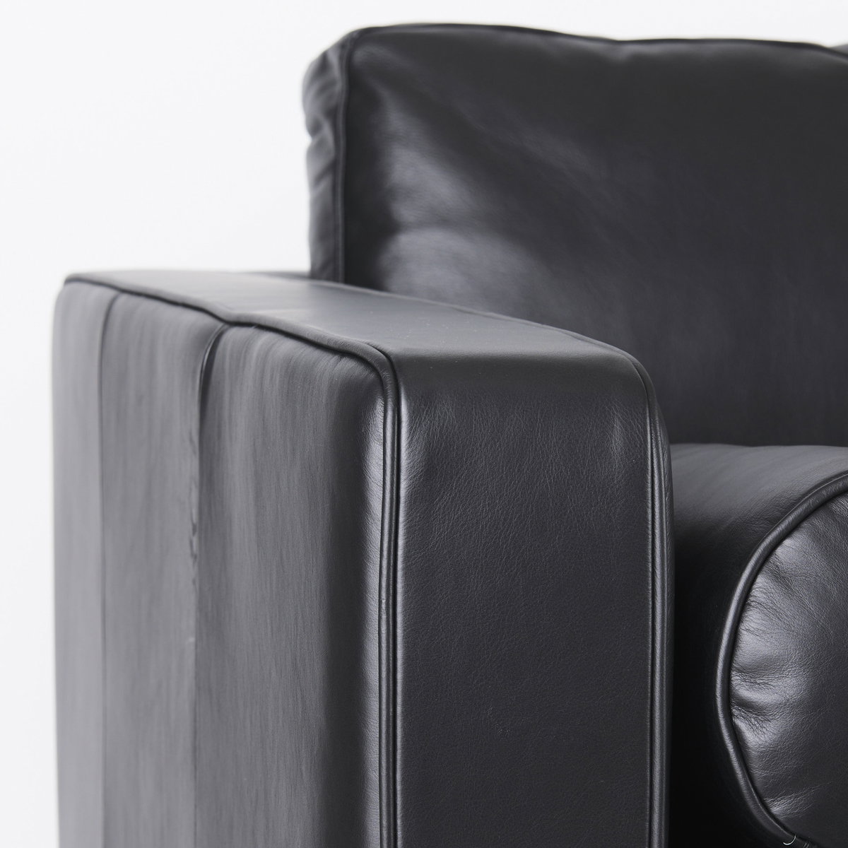 Svend  Black Leather Sofa, Sofas & Sectional by Mercana, 88" length x 38" width x 34" height View 11