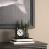 Karl  Rustic Black Iron Rounded Square Table Clock, by Mercana, 6" length x 3" width x 6.75" height thumbnail 3