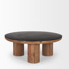 Tucson Natural Wood with Round Black Oak Top Coffee Table, by Mercana, 35.5" length x 35.5" width x 14" height thumbnail 6