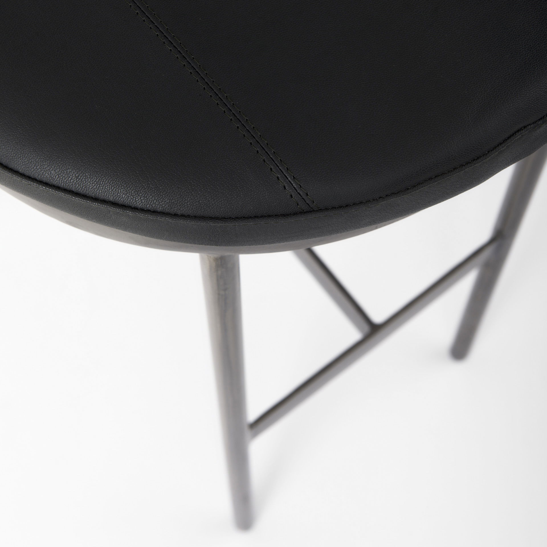 Millie 16.75L x 17.75W x 30.25H Black Leather Seat with Metal Frame Bar Stool large image 