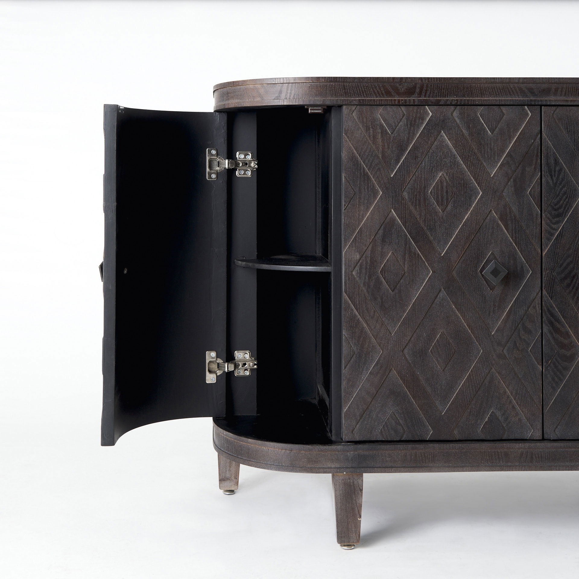 Lennon  Dark Brown Fir Veneer 4 Door Demilune Cabinet large image 