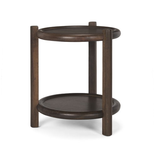 Romi Dark Brown Wood with Bottom Shelf Round Accent Table