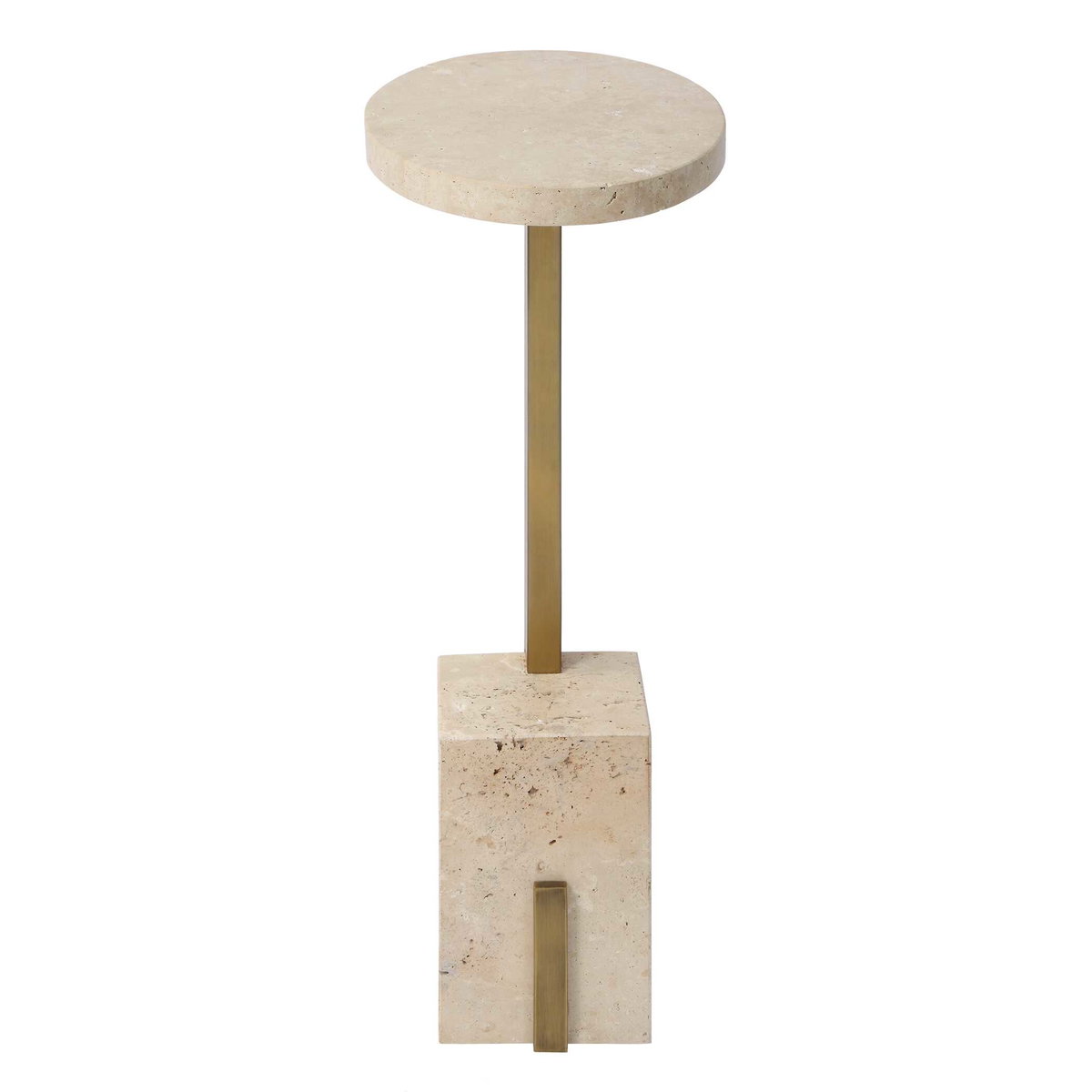 Feranno Travertine Accent Table, Side & End Table by Uttermost, 12" width x 22" height x 8" depth View 5
