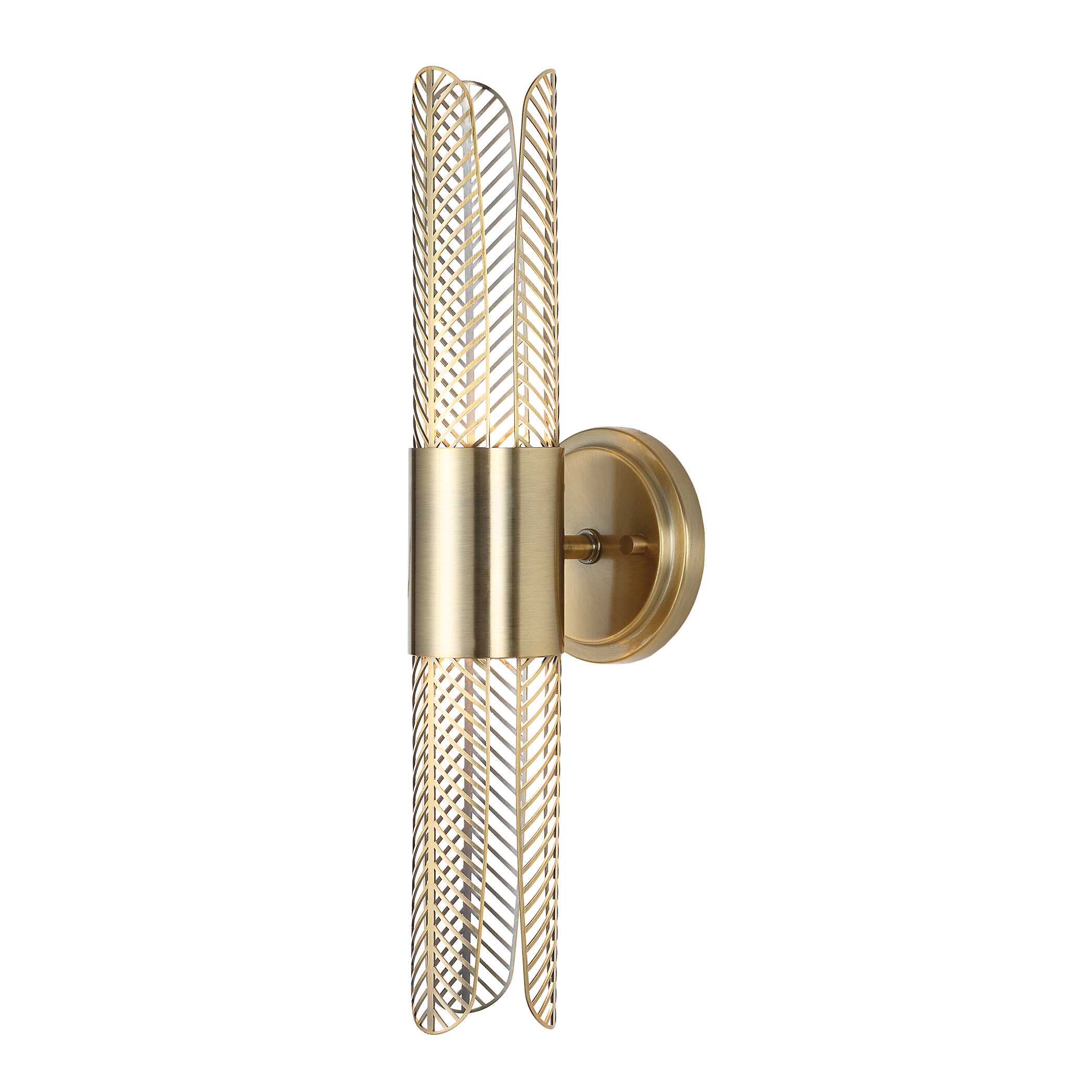 Cret 2 Light LED Brass Sconce, Ceiling Light by Uttermost, 4.75" width x 18.25" height x 5.12" depth View 1