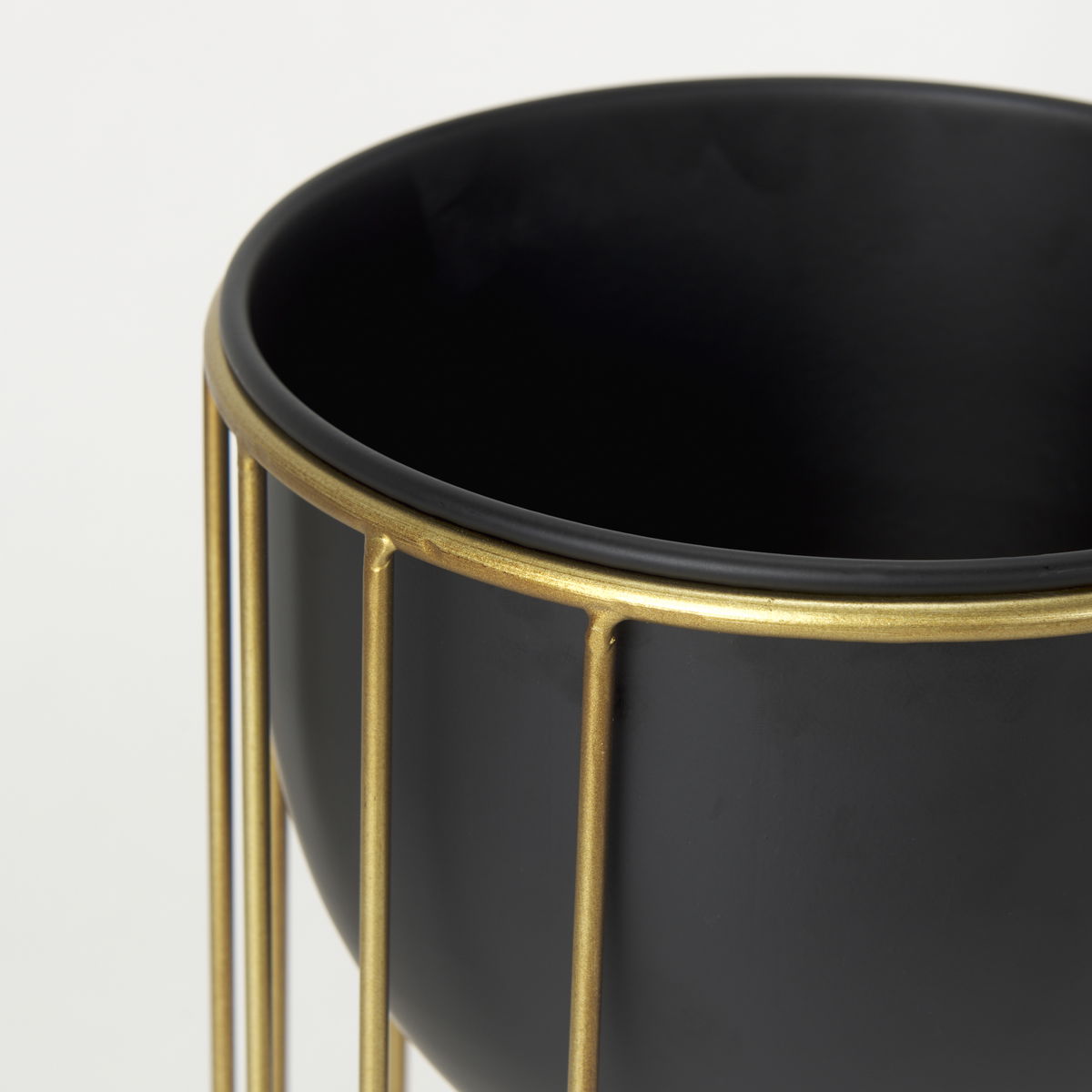 Danica Set of 2 Matte Black Metal Plant Stands, Planter by Mercana, 10.43" length x 10.43" width x 25.39" height View 5