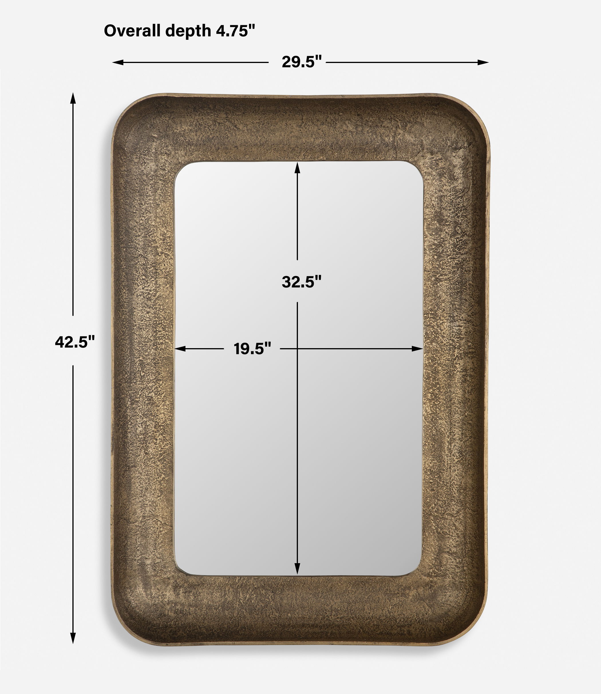 Alvaro Antique Brass Mirror, by Uttermost, 29.5" width x 42.5" height x 4.75" depth View 3