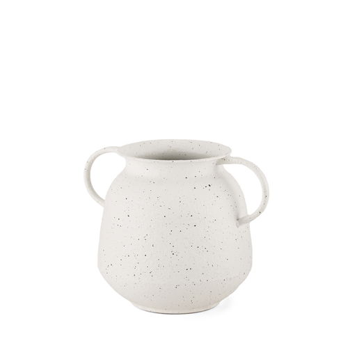 Treva Small White with Black Speckles Metal Vase