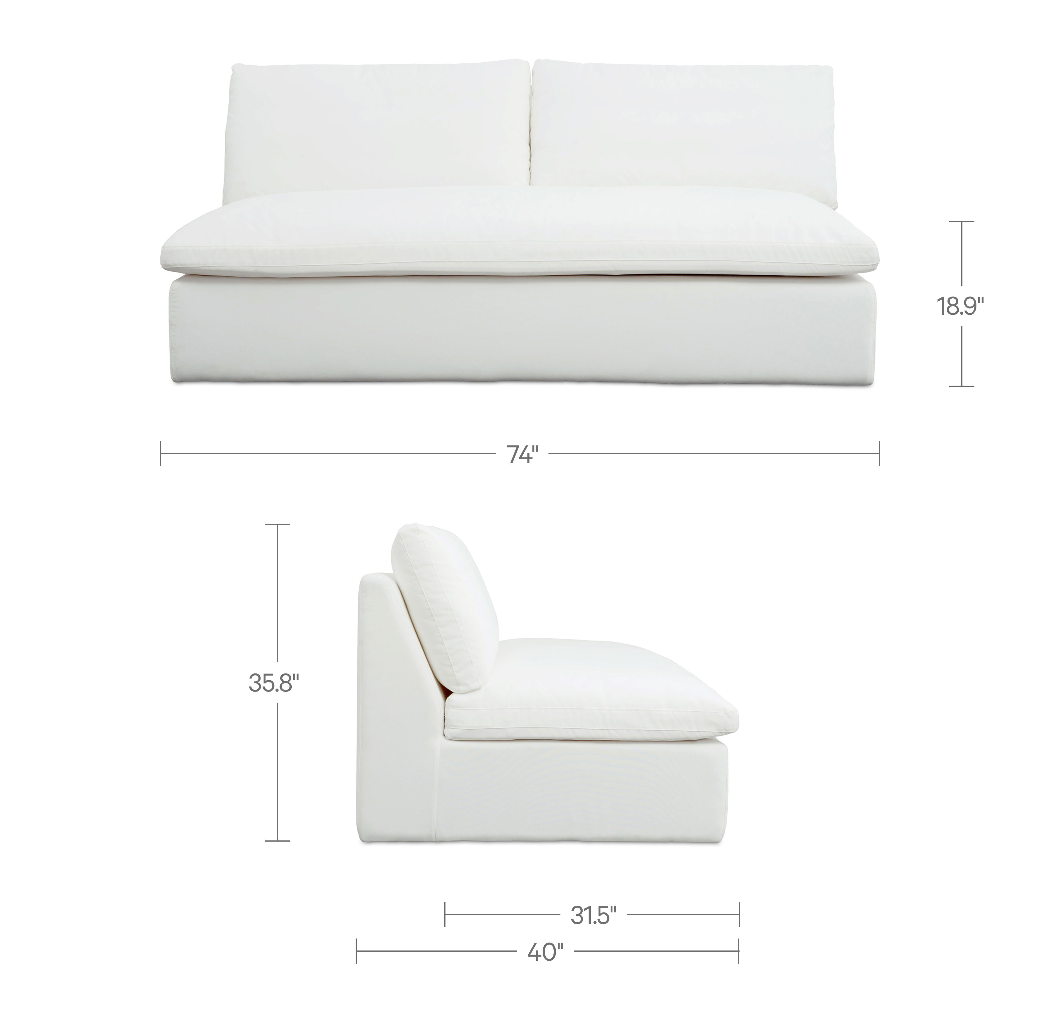 Miles Outdoor Sofa White, Sofas & Sectional by Moe's Home, 74" width x 35.8" height x 40" depth View 10