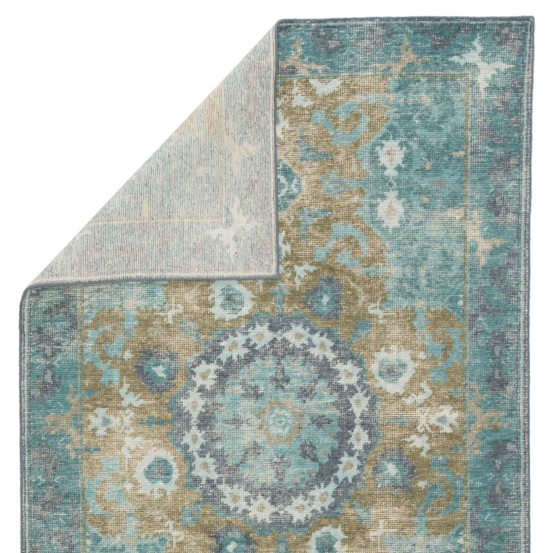 Jaipur Living Modify Handknotted Medallion Teal Olive Area Rug large image 