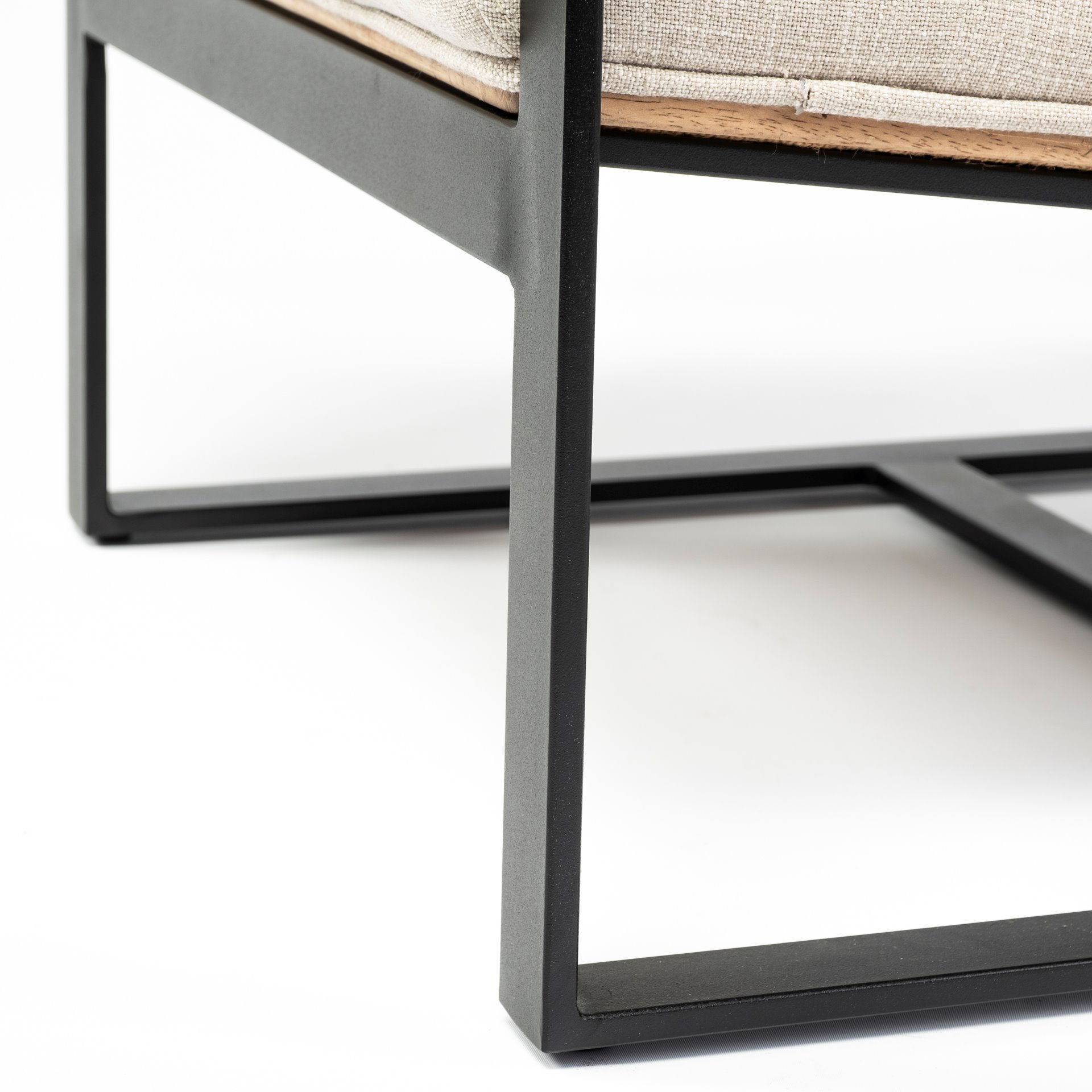 Stamford Light Beige Upholstered Seat with Wood Back, Metal Frame Accent Chair, by Mercana, 24.41" length x 31.89" width x 28.94" height View 15