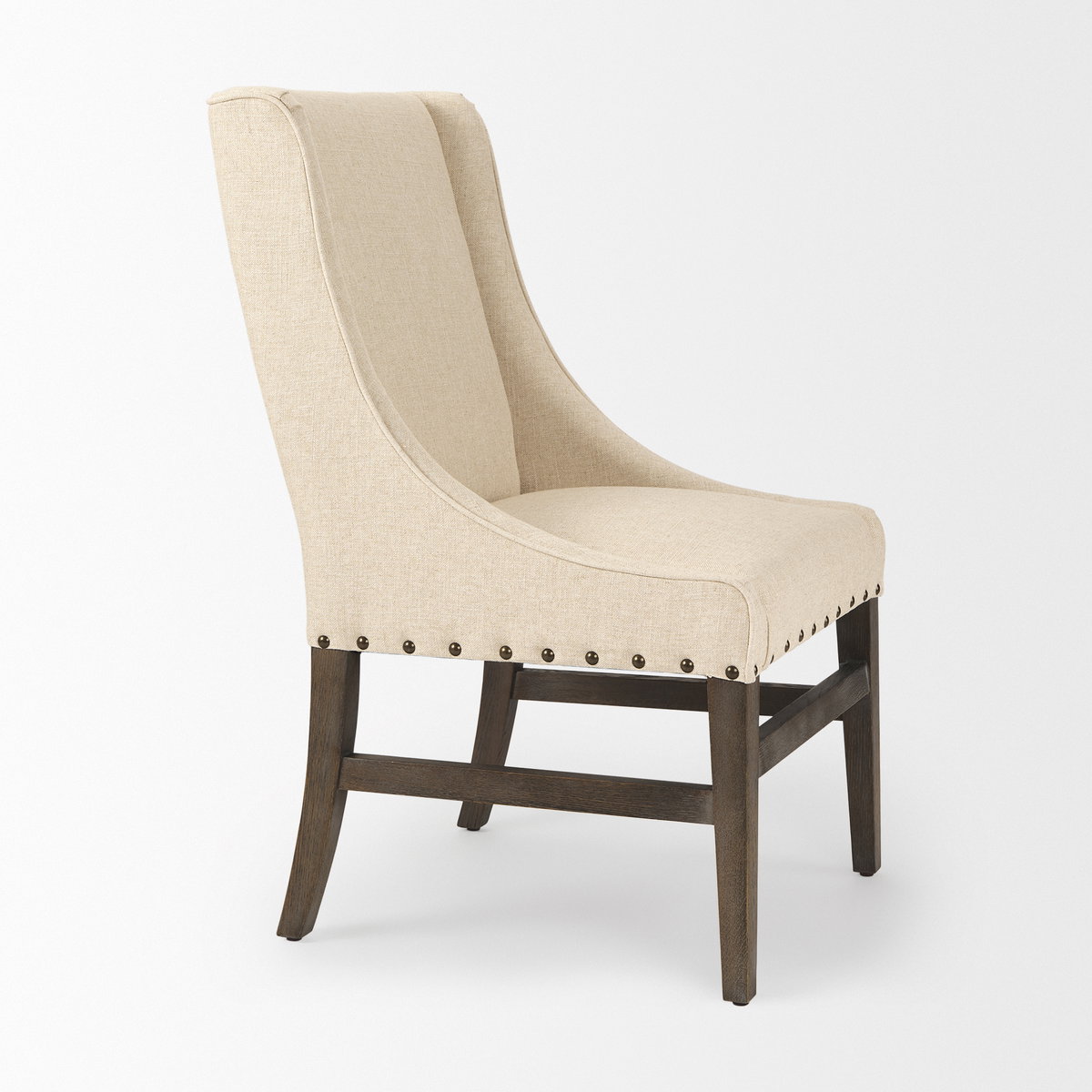 Kensington I  Cream Fabric and Solid Wood Dining Chair, by Mercana, 22.25" length x 23.25" width x 39.5" height View 7