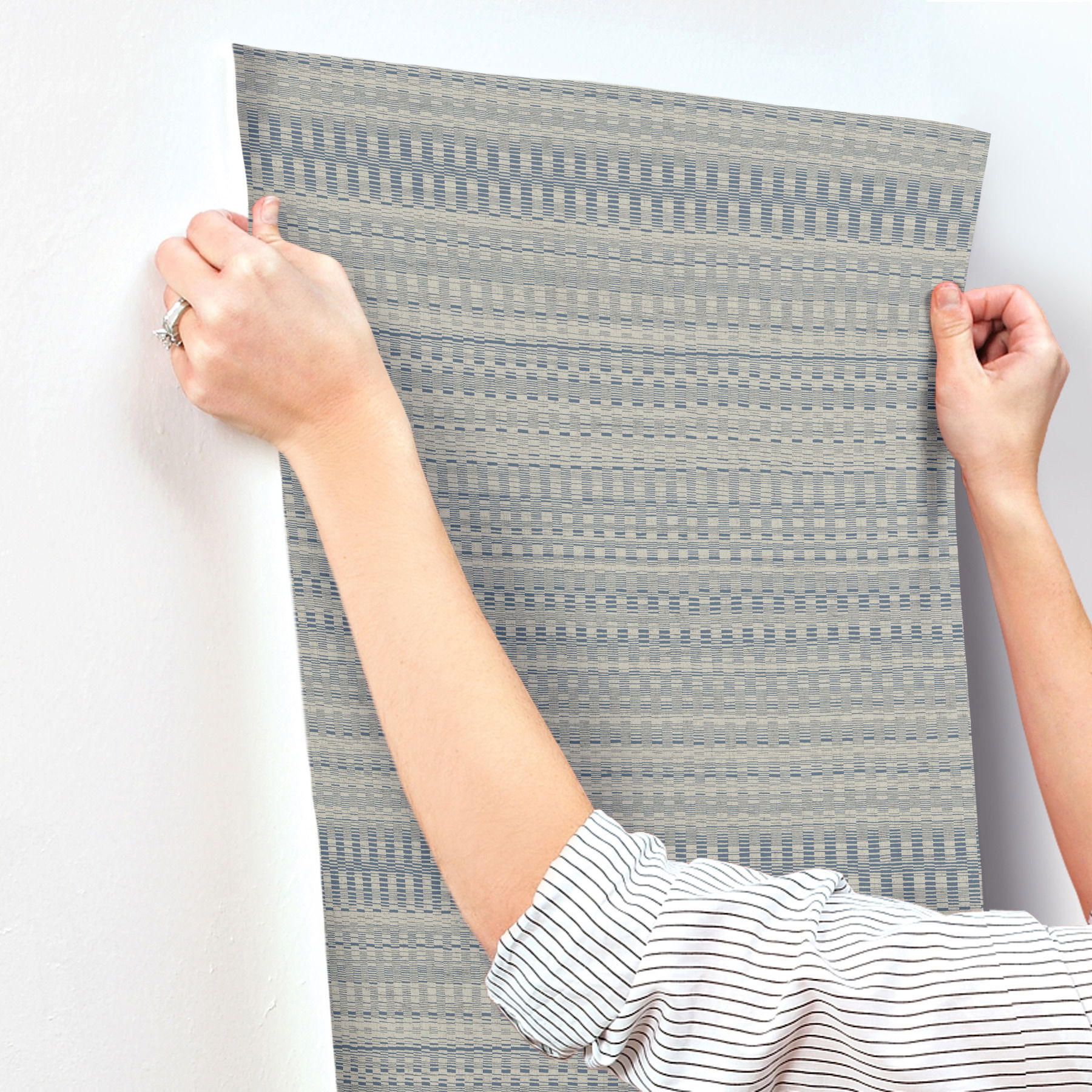 Tapestry Stitch Navy Wallpaper large image 