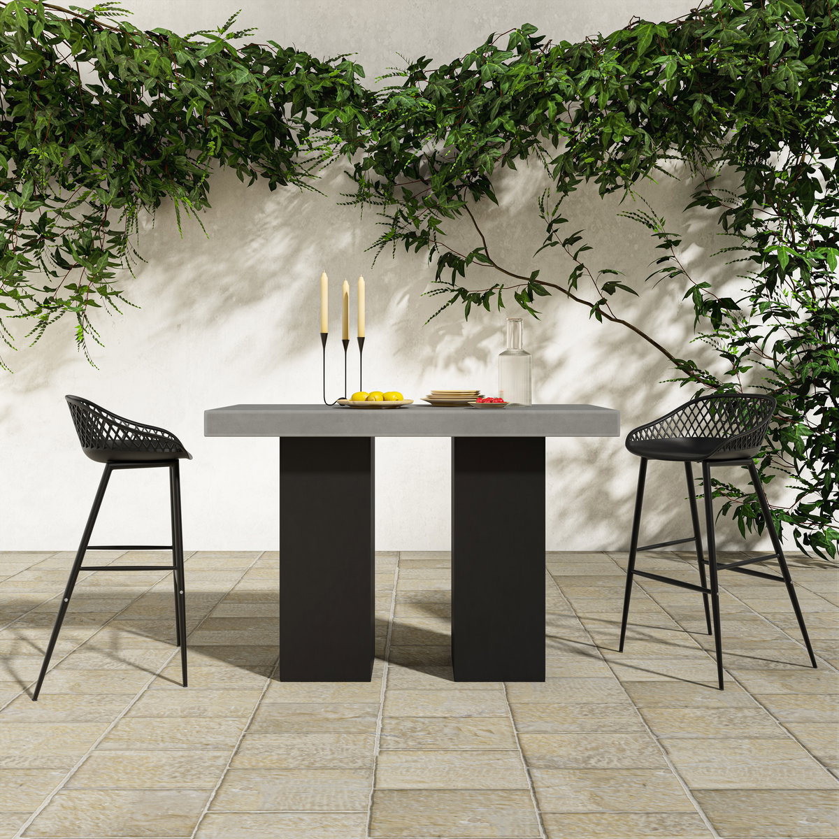 Piazza Outdoor Barstool Black - Set Of Two, Outdoor Chair by Moe's Home, 1'7.29" width x 3'1.2" height x 1'7.68" depth View 10