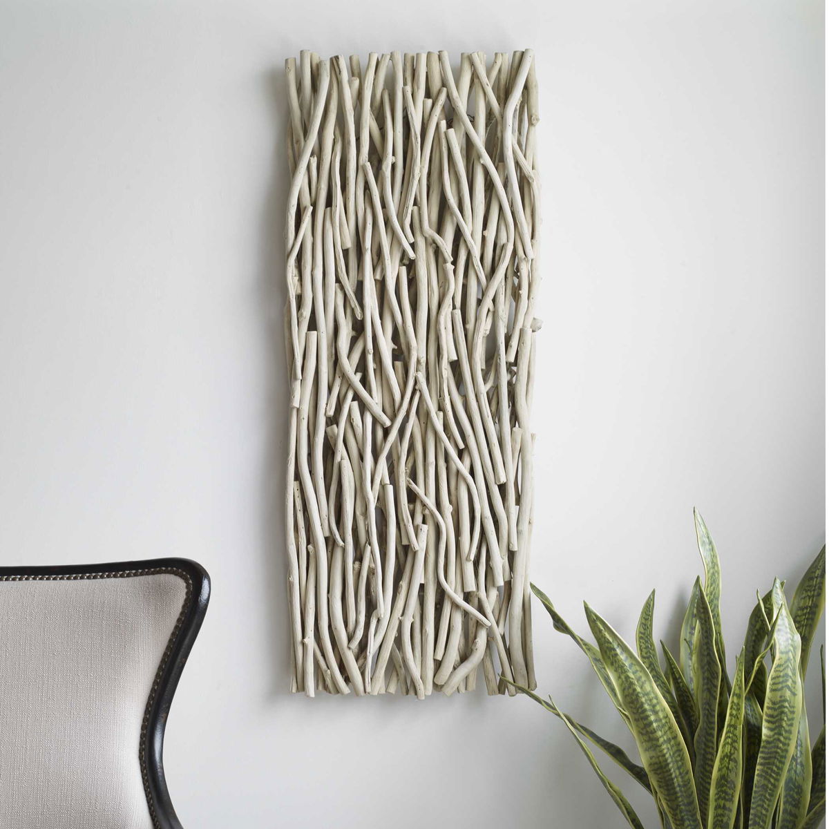 Gathered Teak Bleached Wood Wall Decor, Art by Uttermost, 19" width x 49" height x 3.5" depth View 4