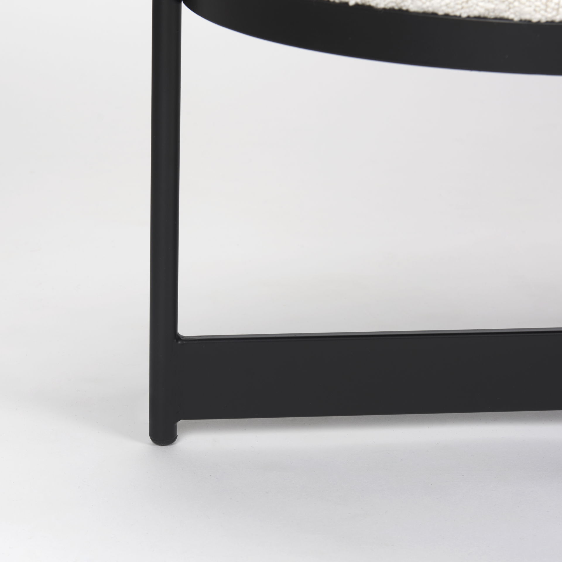 Amelia 55.0L x 18.0W x 18.0H Cream Boucle with Black Metal Upholstered Bench large image 