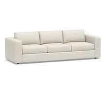 Online Designer Living Room Carmel Square Arm Upholstered 9-Foot Sofa, Down Blend Wrapped Cushions, Performance Boucle Oatmeal