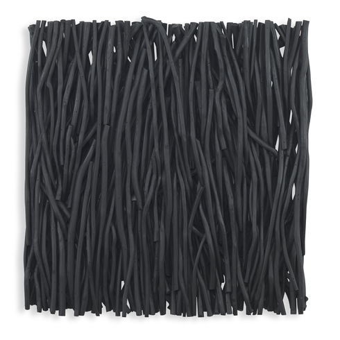 Gathered Teak Square Black Wood Wall Decor