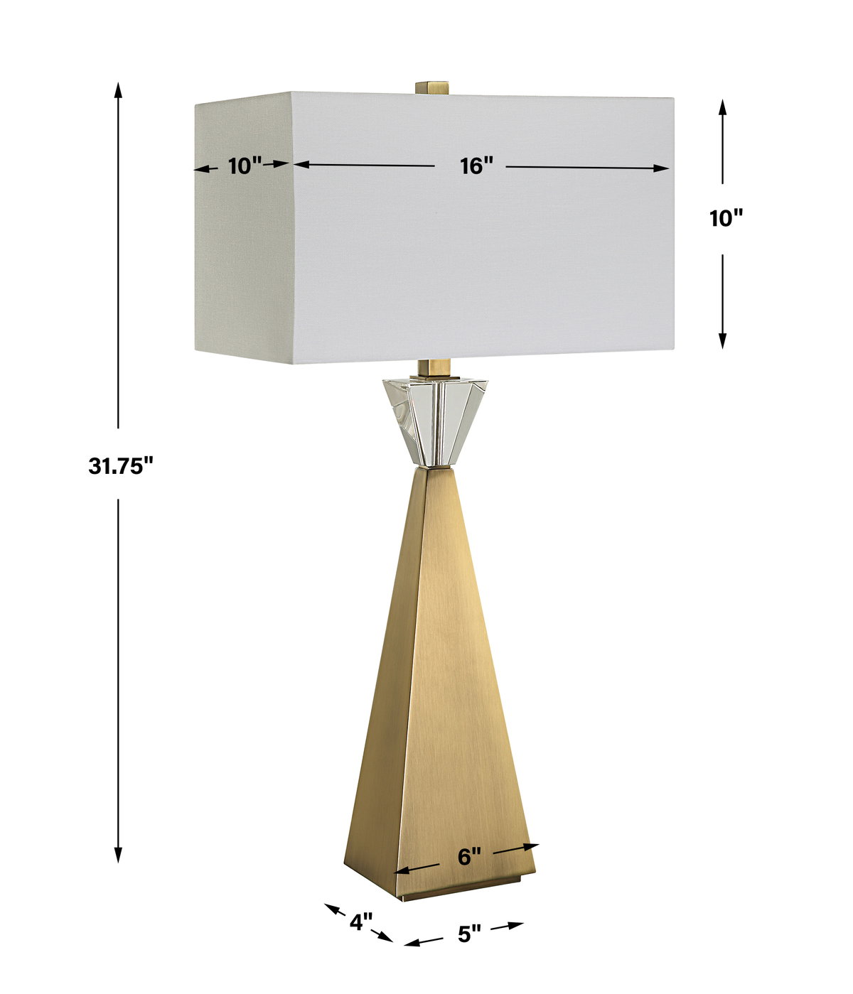 Arete Modern Brass Table Lamp, by Uttermost, 16" width x 31.75" height x 10" depth View 3