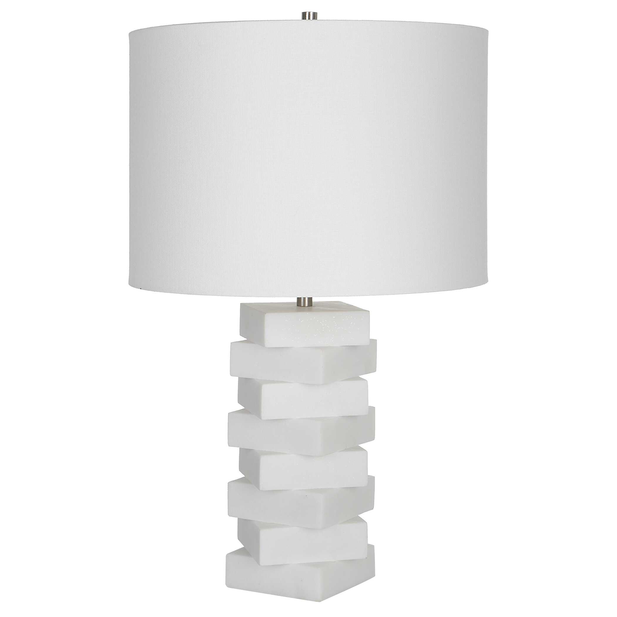 Ascent White Geometric Table Lamp, by Uttermost, 14" width x 23" height x 14" depth View 5