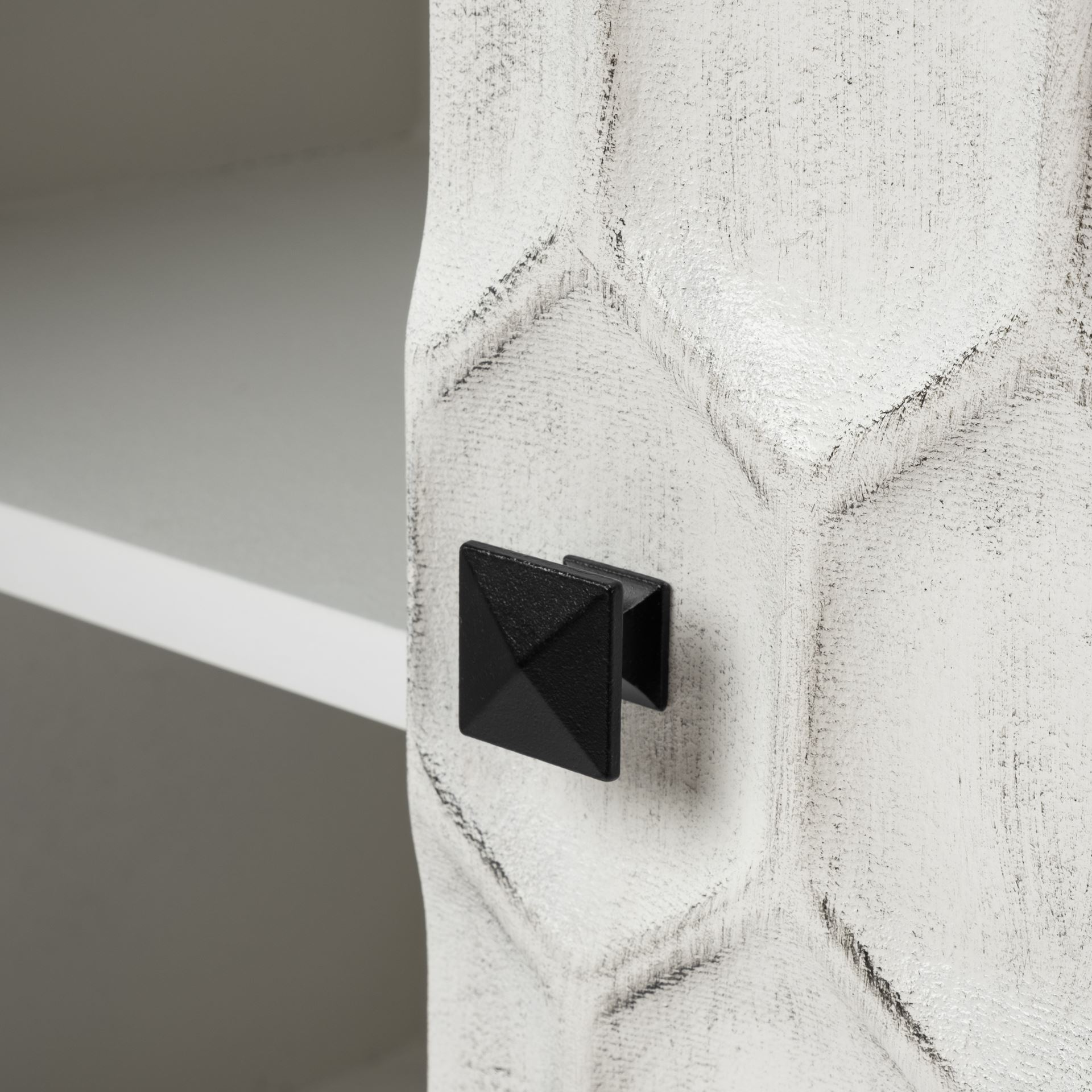 Savannah White Fir Veneer with Gray Metal 2-Door Accent Cabinet, Cabinets & Chest by Mercana, 31.5" length x 15.75" width x 31.5" height View 9