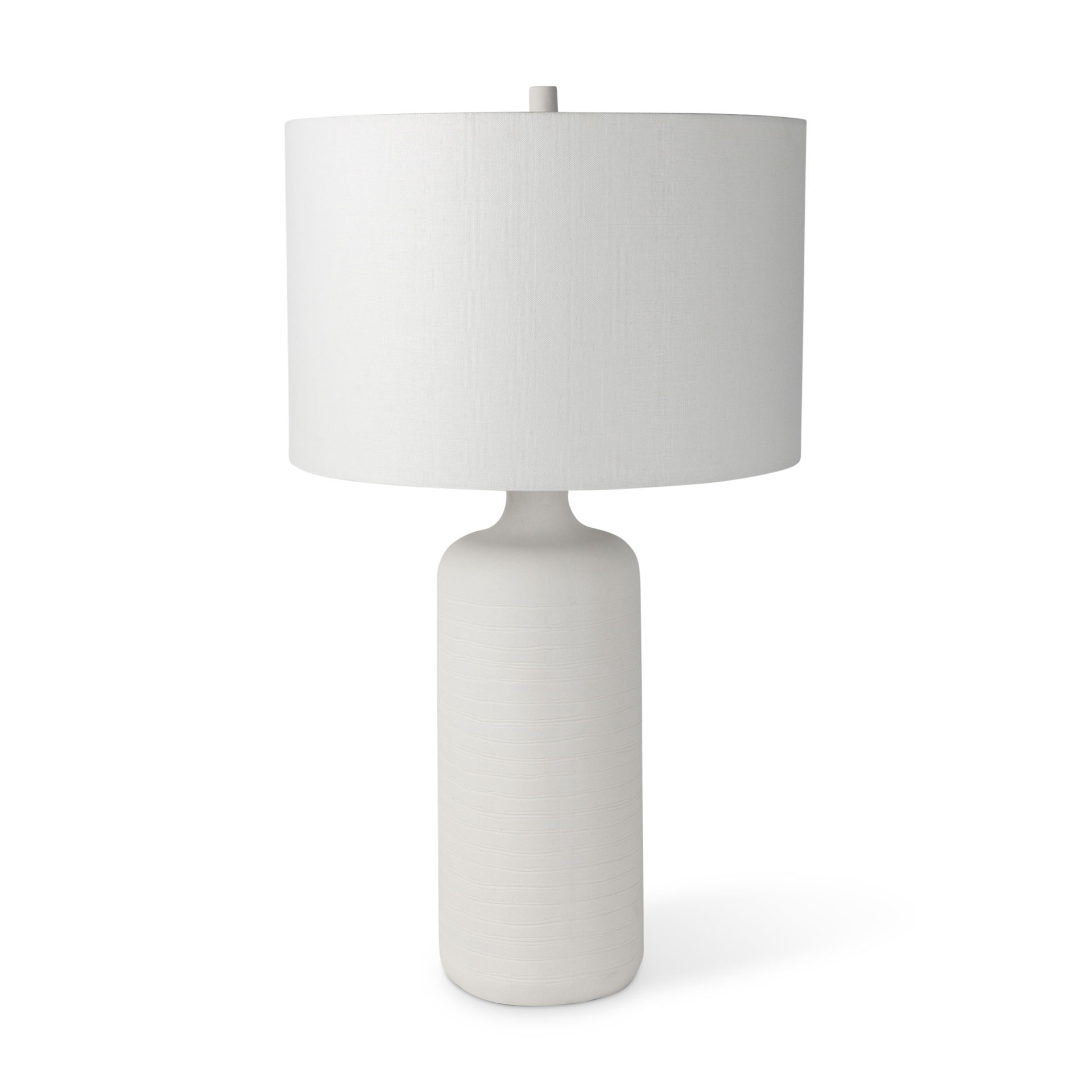 Melanie  White Shade with White Base Table Lamp, by Mercana, 17" length x 17" width x 30.5" height View 1
