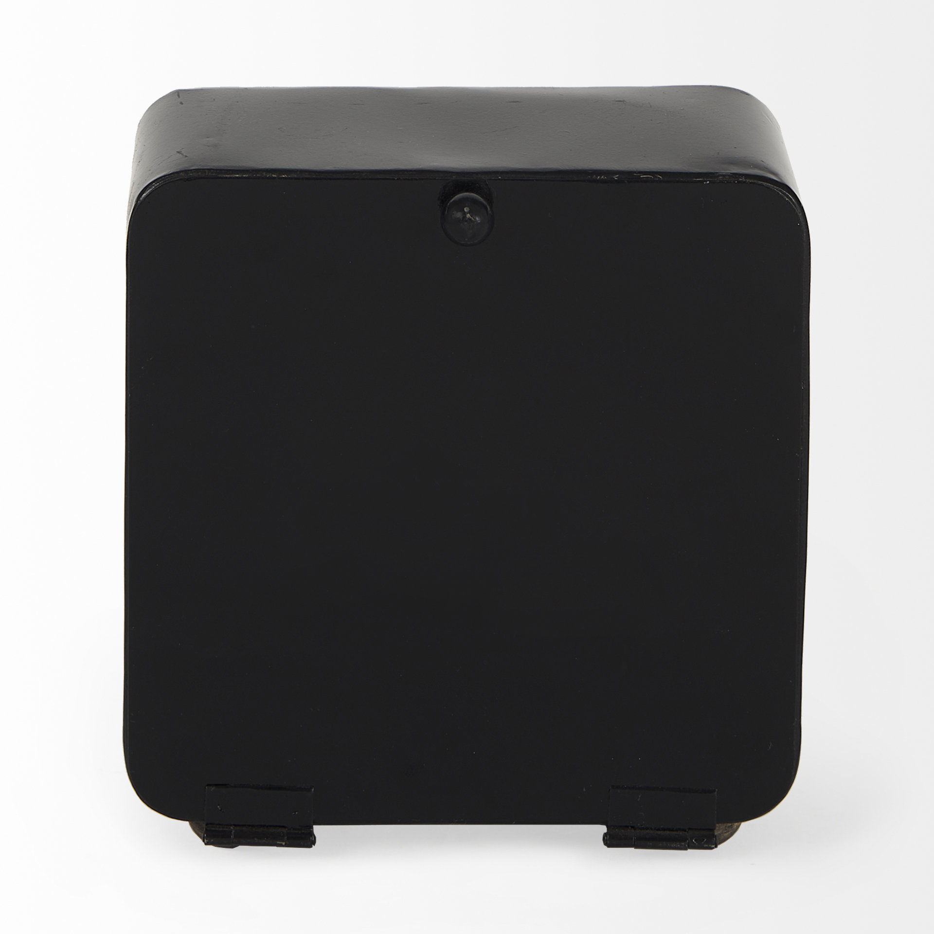 Karl  Rustic Black Iron Rounded Square Table Clock, by Mercana, 6" length x 3" width x 6.75" height View 7